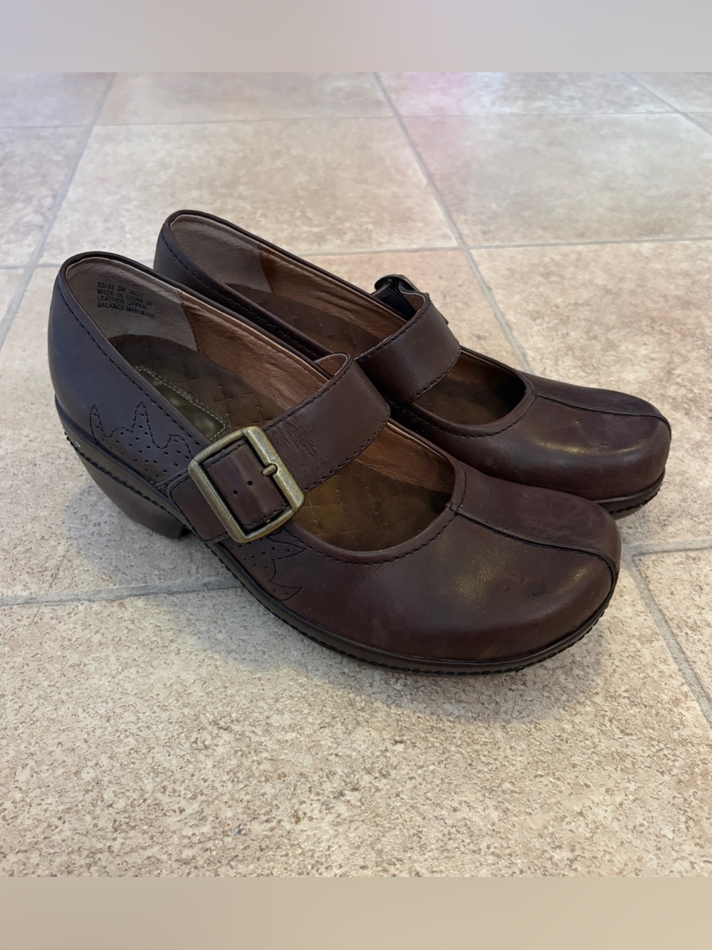Indigo Brown Mary Jane Leather Clogs